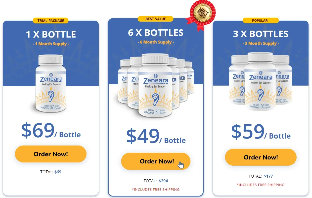 Zeneara packages 2 bottle 3 bottle and 6 bottle official price options